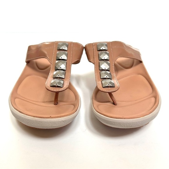 Clarks Wave Walk Pop Toe Post Dusty Pink Jewel Embellished Sandals, Size 8.5 - Picture 9 of 14